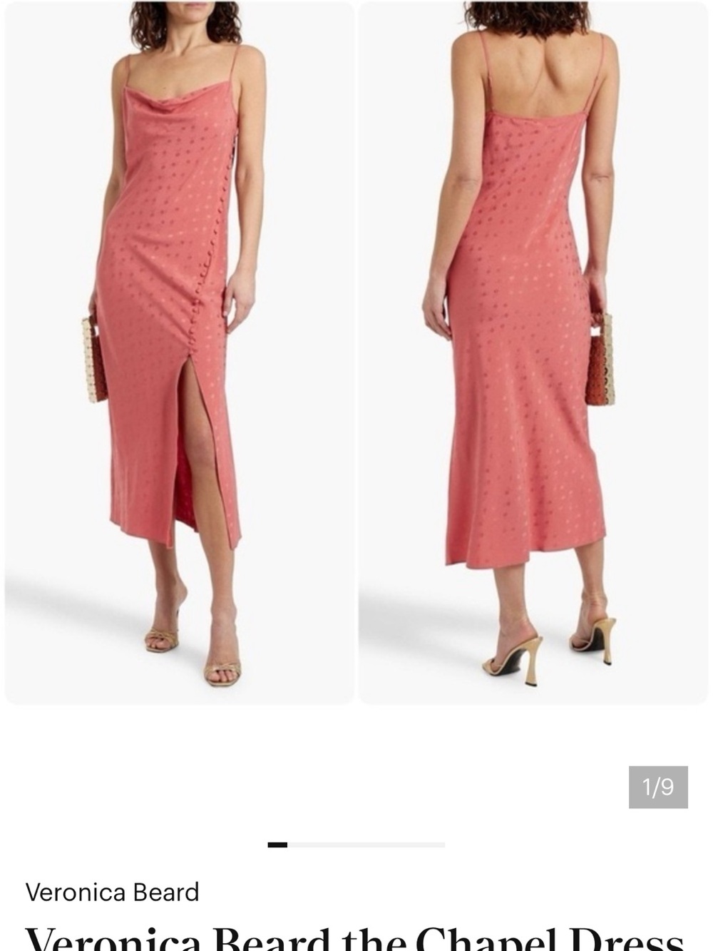 Veronica Beard Draped Slip Midi Dress in Dusty Rose